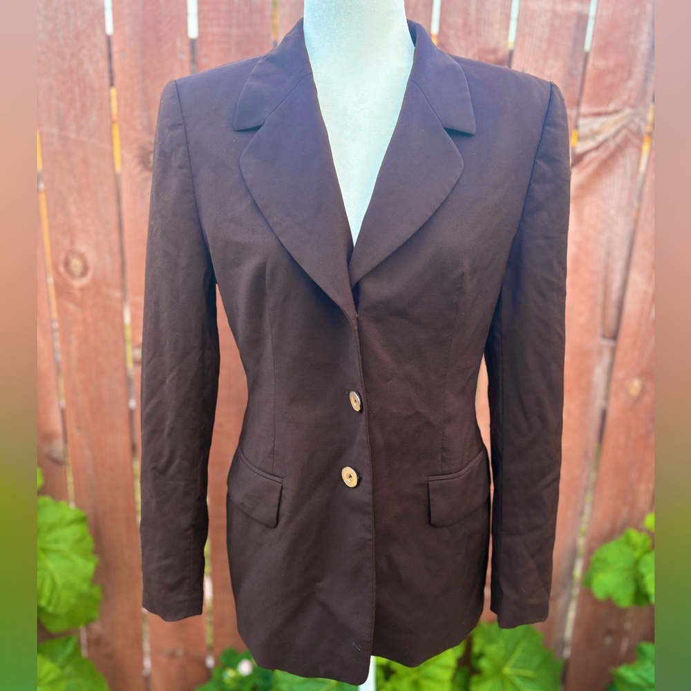 Vintage Escada 100% Wool Italian Brown Classic Blazer Women’s Size 8